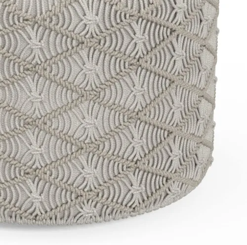 Miniatura 5 de SIMPLIHOME Coates - Puf redondo contemporáneo de macramé en gris nube de algodón para la sala de estar, dormitorio y habitación de los niños