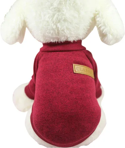 Miniatura 10 de Suéter de punto clásico para perros y mascotas, cálido para invierno, abrigo para mascotas, suéter suave para perros pequeños (XS, marrón)