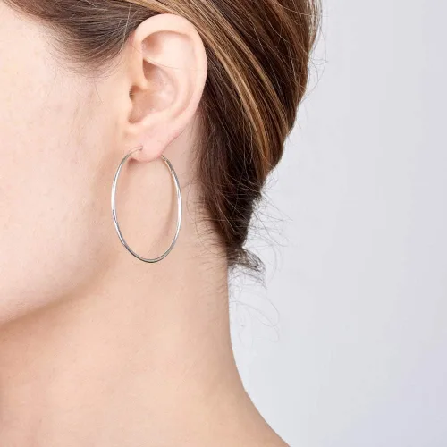 Miniatura 12 de Amberta® Aretes de plata de ley 925 con círculos finos y sin fin. Tamaño del diámetro: 20 30 40 60 2.953 in