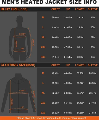 Miniatura 6 de azamine Chaqueta térmica para hombre con batería de 16000 mAh, abrigo térmico suave resistente al viento con capucha desmontable