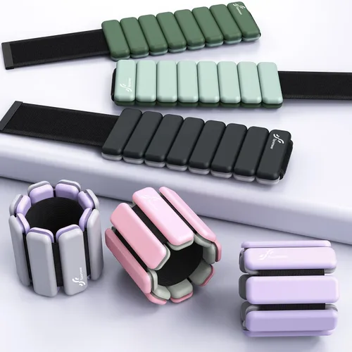Miniatura 8 de Sportneer Pesas de muñeca y tobillo para mujeres y hombres, 1 par (1 libra/2 libras cada uno), pulsera con peso ajustable de silicona para yoga