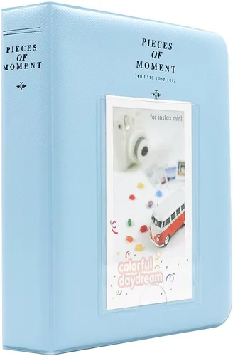 Miniatura 4 de Ablus - Álbum de fotos con 64 bolsillos para fotos instantáneas de cámaras Fujifilm Instax Mini 7s 8 8+ 9 25 26 50s 70 90 y letrero, pequeño Azul-3