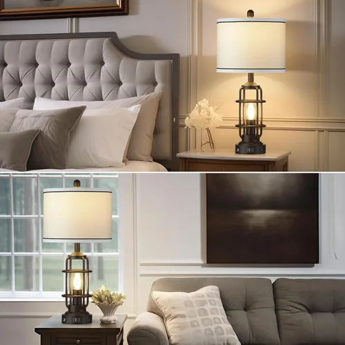 Miniatura 7 de 26" Modern Lamp for Living Room, Industrial 3-Way Dimmable Beside Table Lamp with USB A+C Charging Ports & AC Outlet, Touch Control Beside Lamp LED