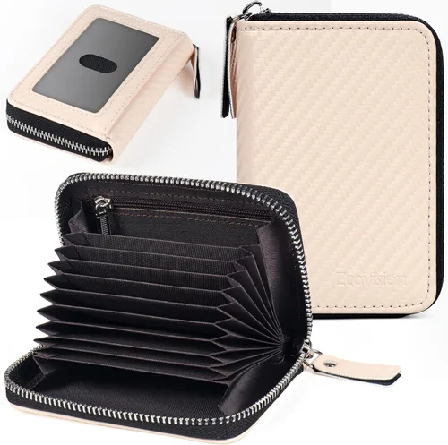Miniatura 13 de Tarjetero RFID para tarjetas de crédito, cartera pequeña con cremallera de acordeón, estuche organizador de tarjetas para mujeres y hombres