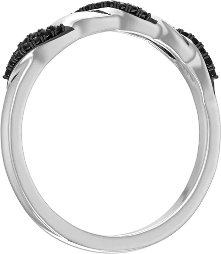Miniatura 2 de Anillo de boda de diamante negro de 0.08 quilates en plata de ley 925 o oro amarillo de 18 quilates sobre plata de ley