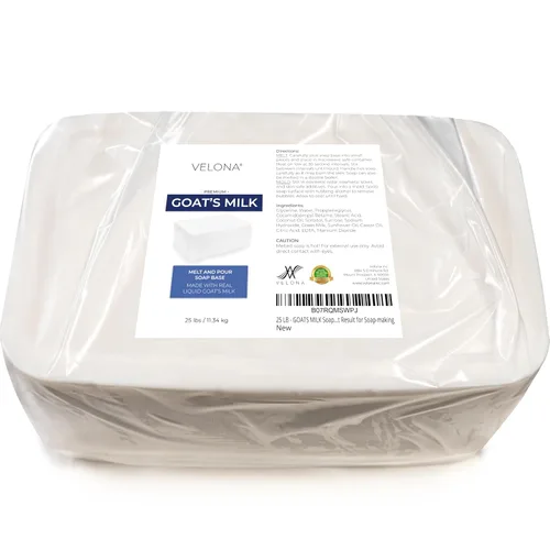 Miniatura 4 de velona Base de jabón de leche de cabra de 25 libras al por mayor y a granel Libre de SLS/SLES Derretir y verter Barras naturales