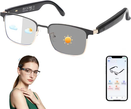Miniatura 14 de Lentes inteligentes AI para hombres y mujeres, Bluetooth 6.0 con 164 idiomas (traducción en tiempo real), lentes de sol fotocromáticos, diseño