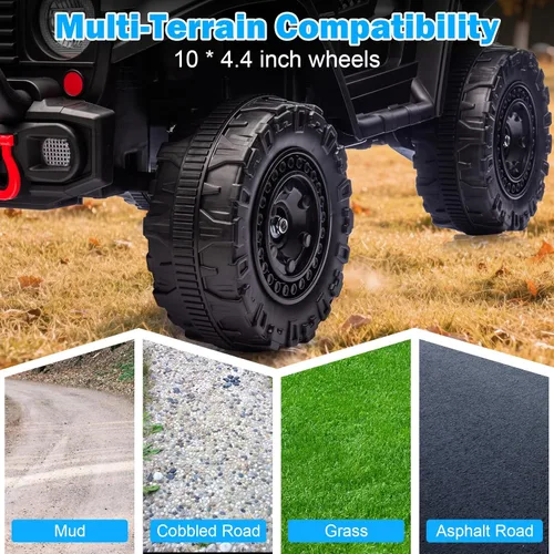 Miniatura 6 de RunFast Auto de paseo para niños de 12 V con control remoto para padres, juguetes eléctricos para niños de 3 a 5, 3.7 mph de velocidad máxima, Negro