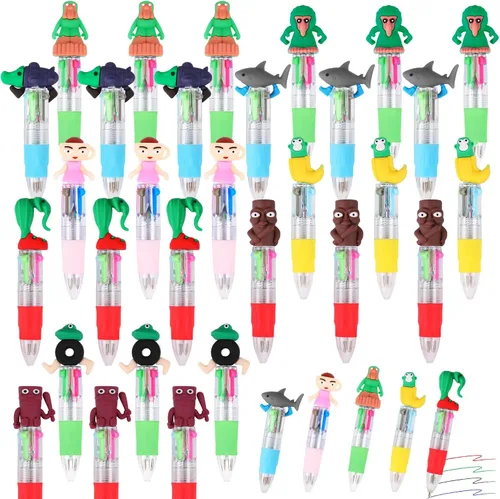 Miniatura 8 de CZWZ 8 piezas de bolígrafos de cuentas navideños, bolígrafos de plástico con cuentas y cuentas de silicona multicolor, bolígrafos navideños