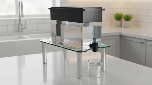 Miniatura 3 de MAYJOY Soporte dispensador de agua, soporte de filtro de agua de vidrio templado transparente para encimera, compatible con jarra de agua Brita