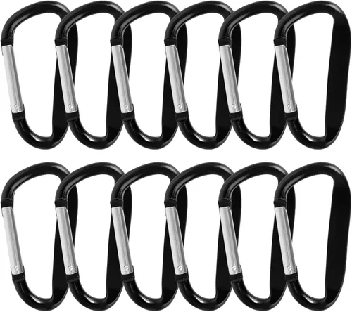 Miniatura 10 de GOGO 48PCS mosquetón clip de llavero de 3 pulgadas, gancho de mosquetón de metal de aluminio en forma de D
