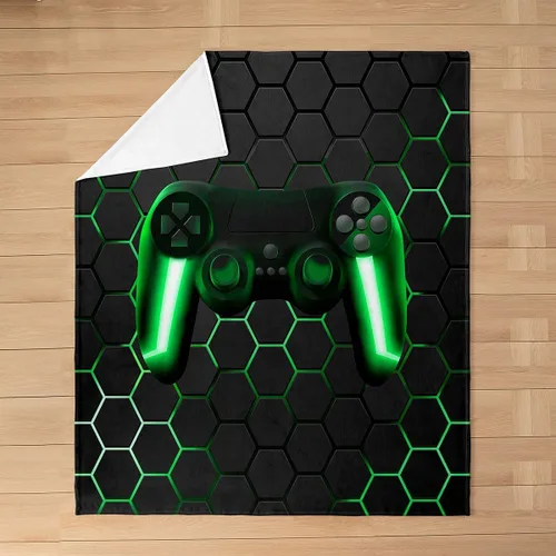 Miniatura 5 de Erosebridal Manta de Juegos para Niños, Manta de Tiro Gaming Manta de Tiro 50x60, Manta de Vellón con Luces de Neón de Gamepad Gamer para Niños