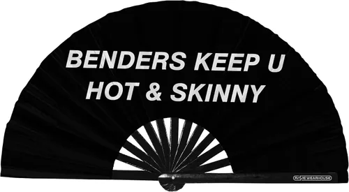 Miniatura 9 de Rave Wearhouse Rave Fan - Ventilador de mano plegable de bambú grande con brillo UV para hombres/mujeres, fanáticos para EDM, festival de música