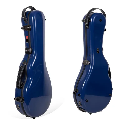 Miniatura 32 de Crossrock Estuche de mandolina de fibra de vidrio – contorneado para estilo F (se adapta a Gibson F5) Brillo plateado, terciopelo verde bosque
