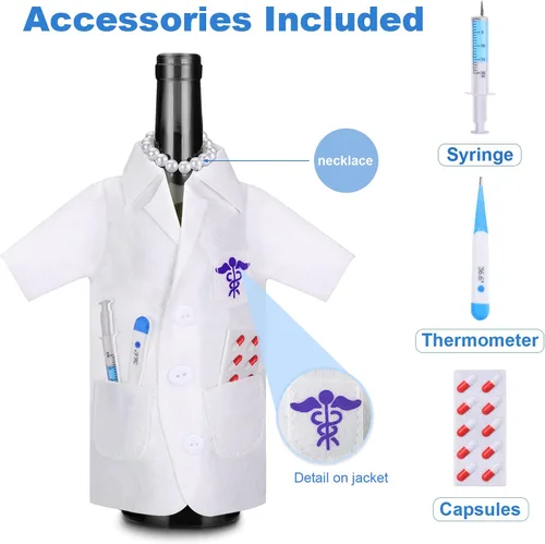Miniatura 3 de Geiserailie 4 piezas de cubierta blanca para botella de vino, regalos de ceremonia, regalos de fieltro para médicos, hombres, enfermeras, regalos