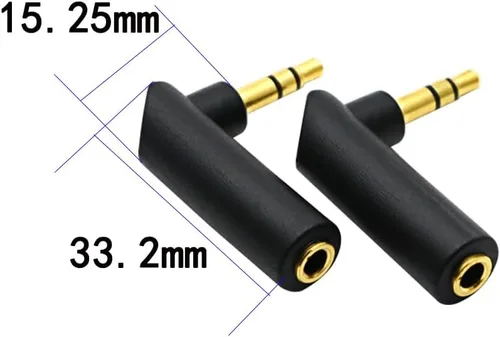 Miniatura 4 de Adaptador de audio macho a hembra de ángulo de 0.138 in, conector estéreo TRS de ángulo recto de 90 grados, conector AUX compatible con auriculares
