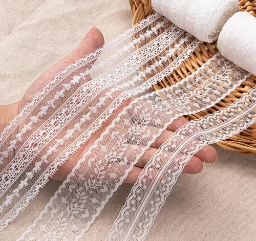 Miniatura 5 de ilauke Cinta de encaje blanco de 82 yardas, 15 rollos de adornos de encaje vintage con varios patrones de ganchillo y costura, diseños florales