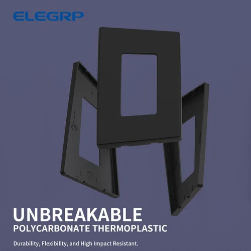 Miniatura 4 de ELEGRP - Placas de pared decorativas sin tornillos de 1 banda, tamaño mediano, cubierta de termoplástico irrompible para interruptor de toma de Negro