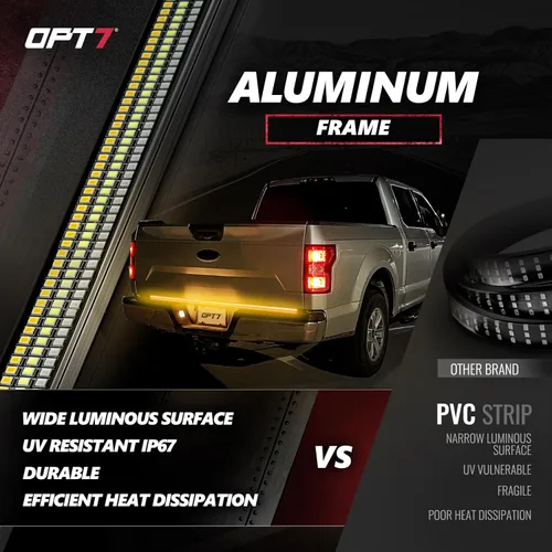 Miniatura 5 de OPT7 - Barra de luz LED Redline de triple fila para puerta trasera de 152 cm con señal de giro ámbar secuencial, marco rígido de aluminio