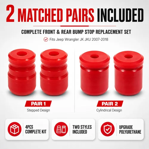 Miniatura 4 de 1-1303 & 1-1304 Kit de tope de poliuretano, topes de parachoques delanteros y traseros para Jeep Wrangler JK JKU Sport Rubicon Sahara Freedom