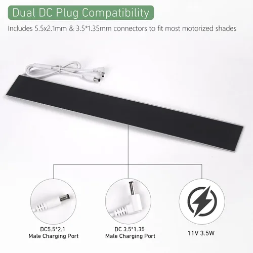 Miniatura 3 de Panel Solar de 11V 3.5W para Persianas Motorizadas – Enchufes DC Duales (5.5x2.1mm y 3.5x1.35mm) – Energía Solar para Cortinas y Persianas RTS