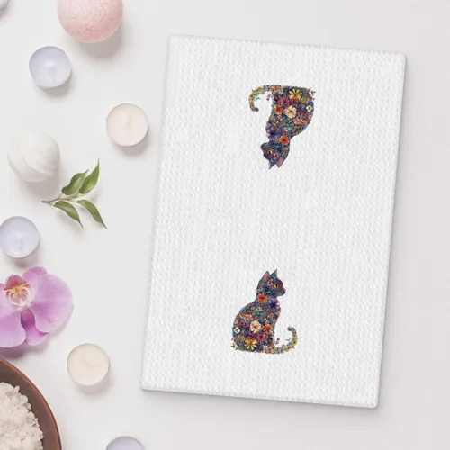 Miniatura 2 de Toalla de cocina con gato floral, toalla de mano con gato floral para decoración de baño, toalla de té para platos de cocina con gatito