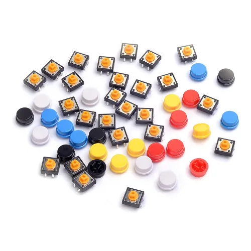 Miniatura 5 de 25 unids 0.472x0.472x0.287 in táctil momentáneo interruptor táctil táctil interruptor táctil micro interruptor 4 pines SMD PCB con tapa para Arduino