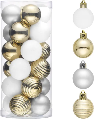 Miniatura 12 de Valery Madelyn - Juego de adornos pequeños de 1.57 pulgadas para árbol de Navidad, adornos de bolas colgantes inastillables para decoración de dorado
