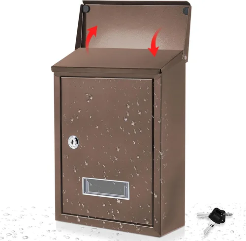 Miniatura 10 de Amylove Buzones de correo resistentes a la intemperie con cerradura de llave, buzón de metal de montaje en pared con bloqueo de seguridad con ranura