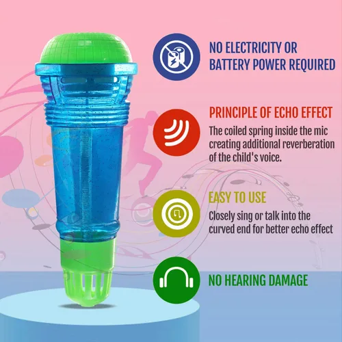 Miniatura 3 de Novelty Place Micrófono Echo para Niños y Pequeñitos - Micrófono de Karaoke Mágico sin Batería, Amplificador de Voz, Juguete Retro para Cantar, Azul