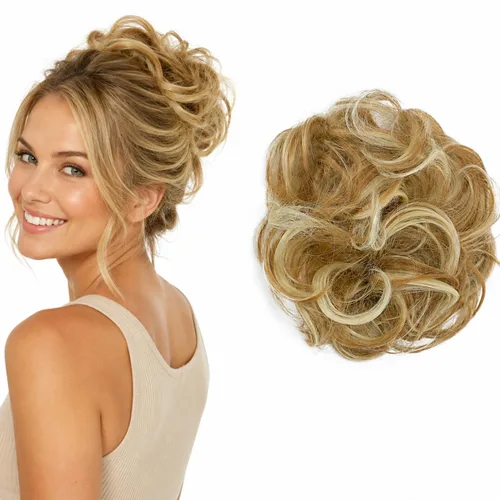 Miniatura 9 de CAISHA by Prettyshop Hairpiece Scrunchy Updo Bridal Peinado Voluminoso Ondulado Moño Desordenado Mezcla Rubio G13AL