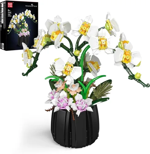 Mould King 24108 MOC - Bloques de construcción de flores de orquídea, 1014 piezas de plantas en maceta, kit de modelo artístico, juguete tecnológico
