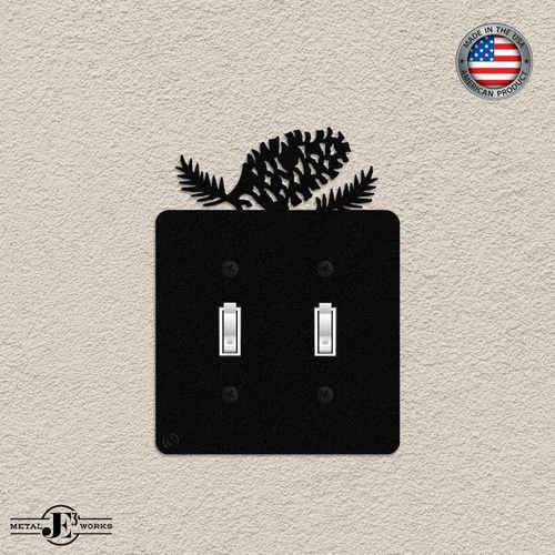 Miniatura 3 de Placa de pared para interruptor de luz de palanca doble de cono de pino (palanca doble, negro) - Fabricado en Estados Unidos