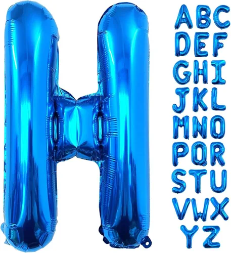 Lovoir Globos grandes de 40 pulgadas con la letra H de color azul de gran tamaño, globo de helio de aluminio de Mylar para decoración de fiesta de