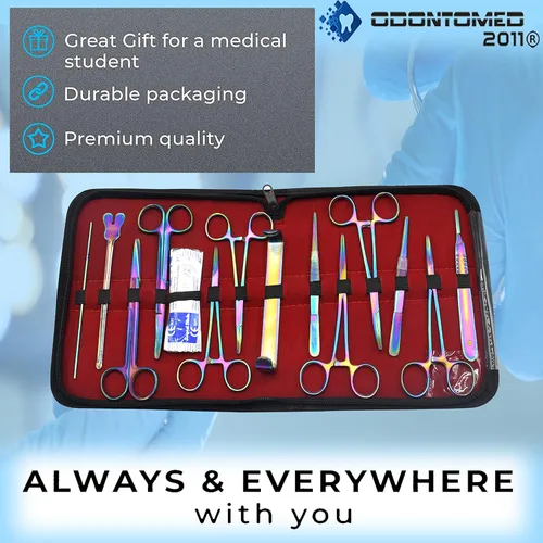 Miniatura 7 de OdontoMed2011® Kit avanzado de anatomía Acero inoxidable de alta calidad Multi Titanium Rainbow Color Juego de 24 herramientas con mango