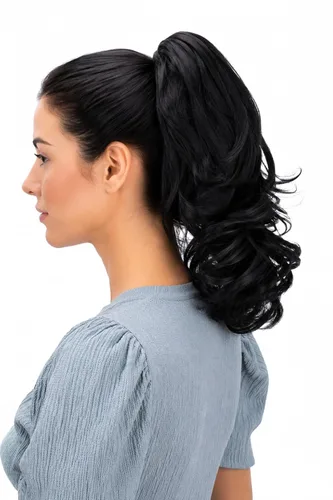 Miniatura 49 de PRETTYSHOP - Extensión de cabello rizado voluminoso, cola de caballo de 14 pulgadas con clip, resistente al calor
