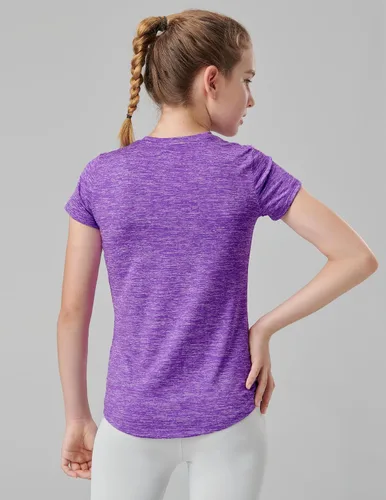 Miniatura 5 de Paquete de 4 camisetas atléticas para niñas jóvenes, camisetas de manga corta Dry Fit, ropa deportiva para niños y adolescentes