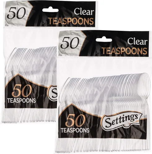 Miniatura 3 de Settings - Cucharas de té desechables de plástico transparente, 50 cucharas de fiesta por paquete