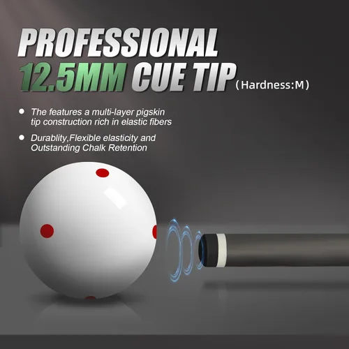 Miniatura 7 de Taco de piscina de fibra de carbono, eje de fibra de carbono premium, palos de billar Pro Taper con punta multicapa, agarre sin envoltura, junta