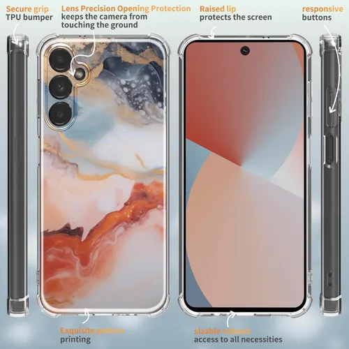 Miniatura 5 de para Samsung Galaxy a15 5G [Funda de Mármol Delgada]+[Anti-Caída Protectora] Fundas de Teléfono de TPU Suave y Elegantes para Mujeres de 6.5 Pulgadas