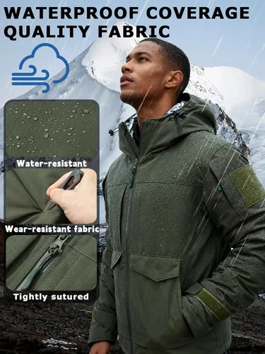 Miniatura 3 de WAHYI Men's Winter Thermal Jacket Waterproof Windproof Heat Reflective Lining Coat Outdoor Skiing Hiking Freezer Jackets