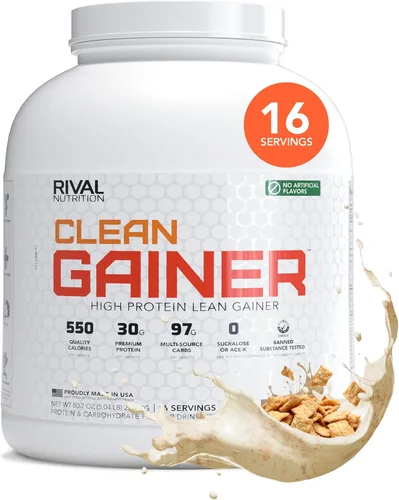 Miniatura 12 de RIVAL NUTRITION Clean Gainer Proteína en Polvo – 2.27KG Caramelo Salado – Alta Proteína para Masa Magra y Ganancia de Peso 550 Calorías, 30g