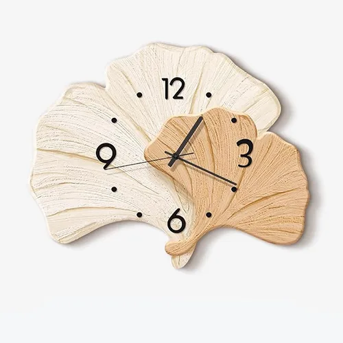 Miniatura 8 de Decorative Wall Clocks for Living Room, Large Wall Clock, 3D Wall Art Kitchen Clock, Ginkgo Leaf Sculpture for Bedroom Office(Green,Large)