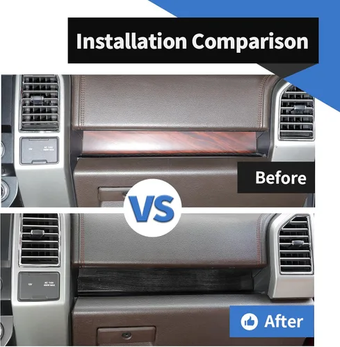 Miniatura 2 de Voodonala para Ford F-150 2015-2020 Cubierta de Panel de Consola Central Compatible con Ford F150 2015-2020 (ABS, Madera Negra, 4 Piezas/Set)