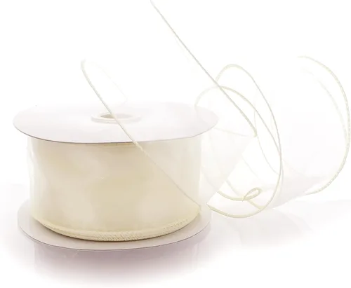 Miniatura 36 de Cinta de organza transparente con alambre de 2.5 pulgadas, color plateado de 10 yardas