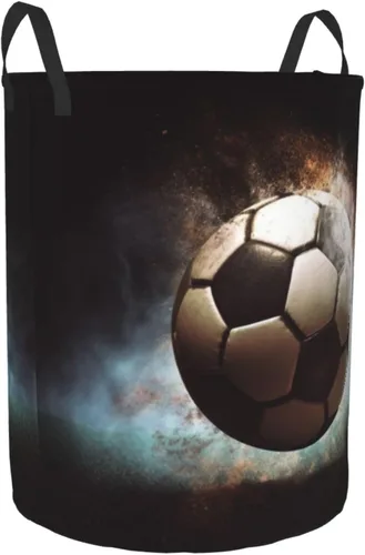 Miniatura 2 de Sport Soccer print Circular Hamper Waterproof Storage Bin Organizer Basket Laundry Hamper With Handles For Clothes Toys Small