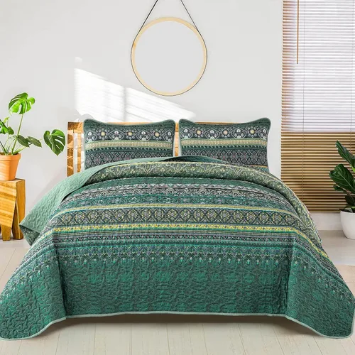 Miniatura 22 de WONGS BEDDING Juego de edredón bohemio tamaño Queen, juego de ropa de cama bohemio negro, colcha ligera para decoración de cama para todas