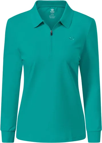 Miniatura 59 de JINSHI Polo de golf para mujer, de manga larga, con cremallera, deportiva, de secado rápido, atlética, casual, ajustada