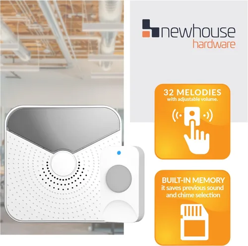 Miniatura 2 de Newhouse Hardware Timbre inalámbrico a batería con luz LED intermitente para personas con discapacidad auditiva