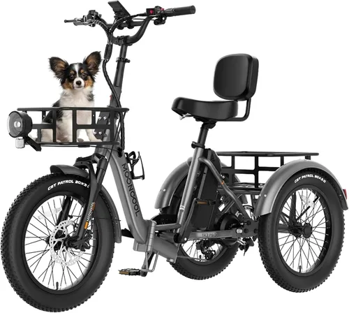 Miniatura 17 de MOONCOOL Foldable Electric Tricycle for Adults, 20" Aluminum Etrike Fat Tire, Rated 500W 48V 15Ah Rear Differential, Front Suspension, 15.5MPH